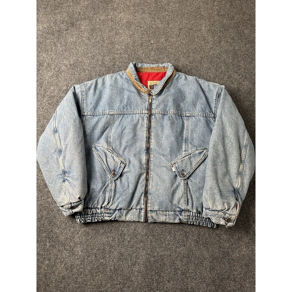 Mens 1990s Levis SilverTab Denim Bomber Jacket Blue, Size L - Picture 1 of 11